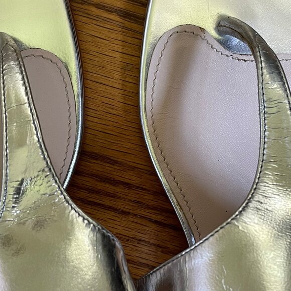 Miu Miu Metallic Silver Sandals with Rhinestone Heel Design, Size 41 EU - Picture 12 of 16